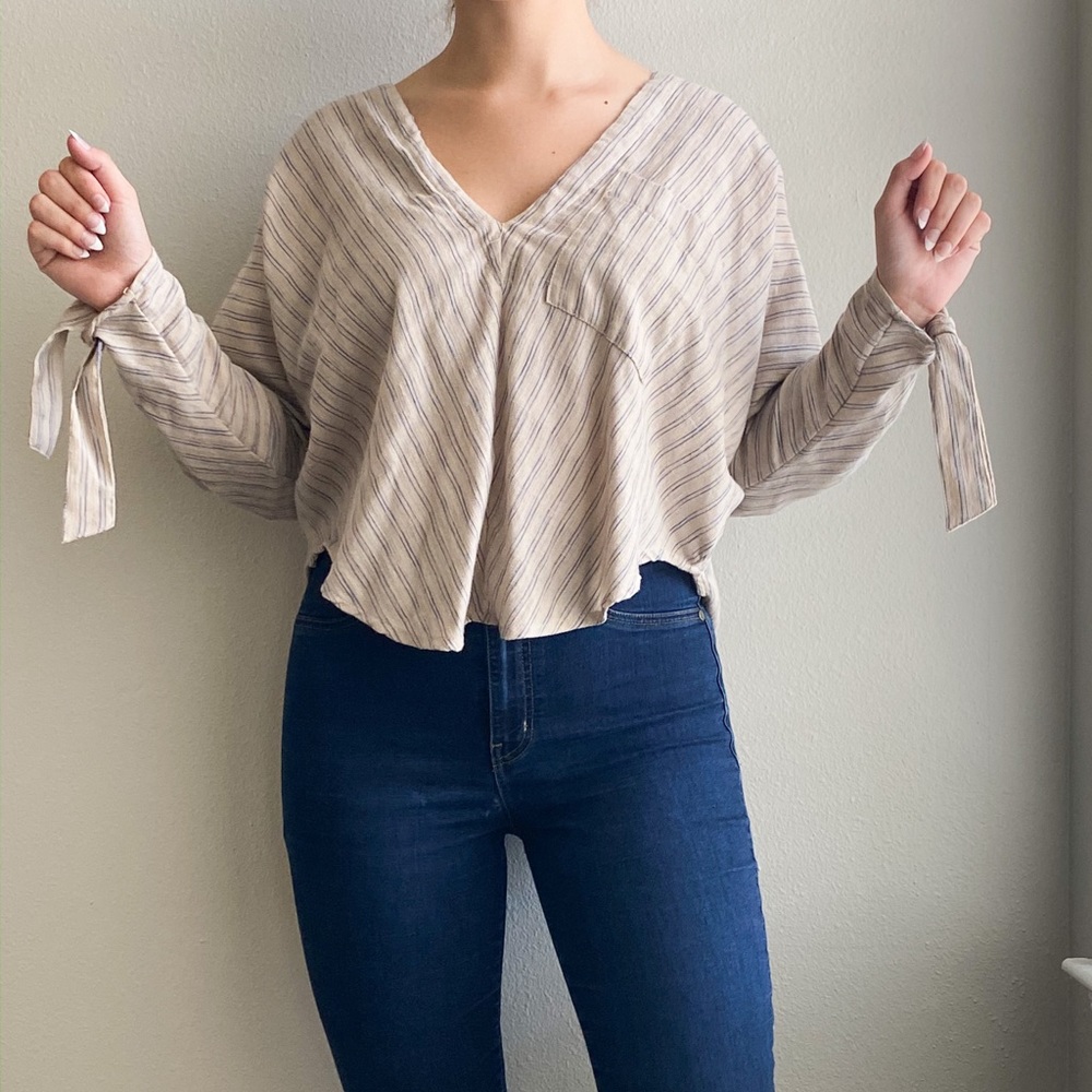 Blue Stripped Crop Blouse